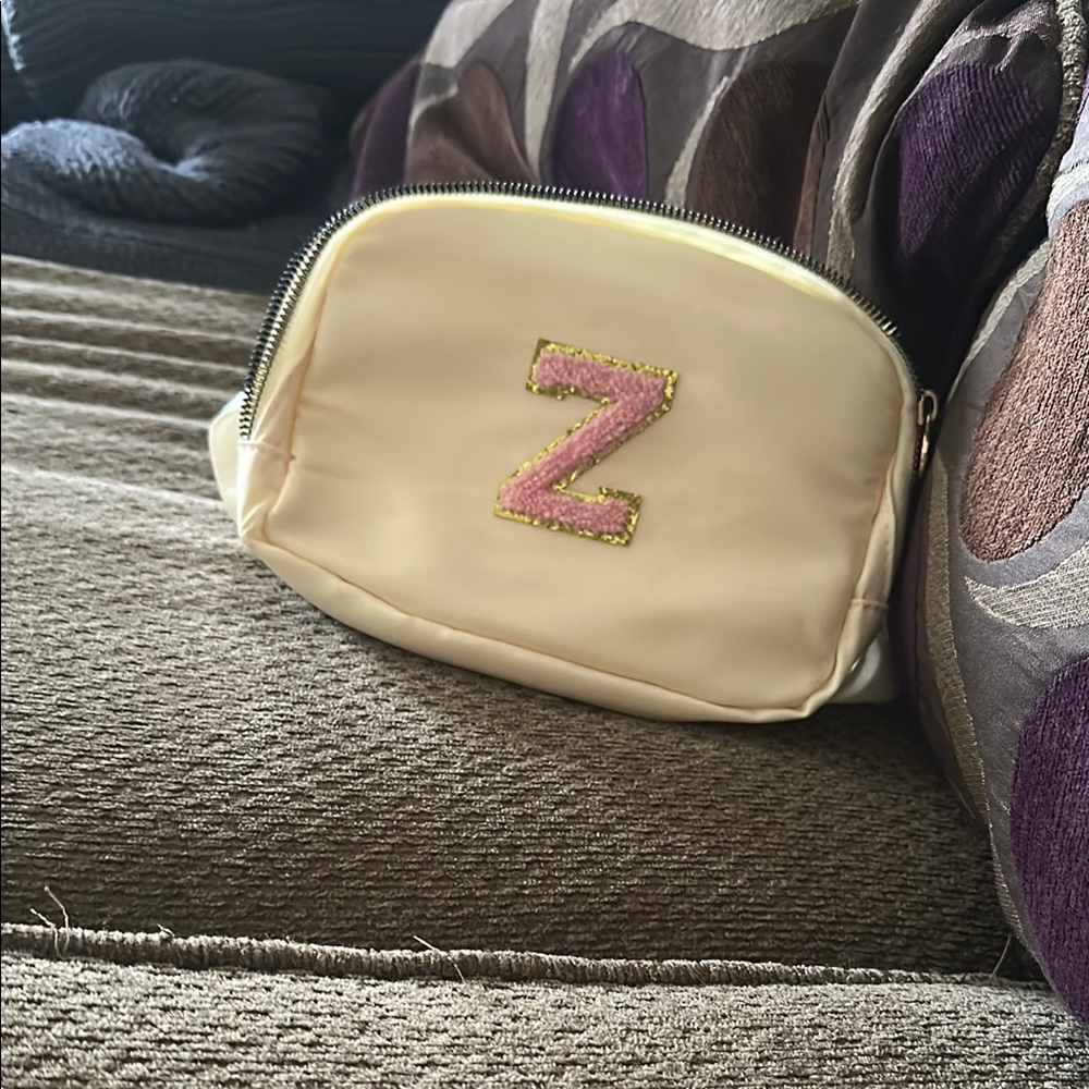 Cream and Pink Z-Embroidered kids bag